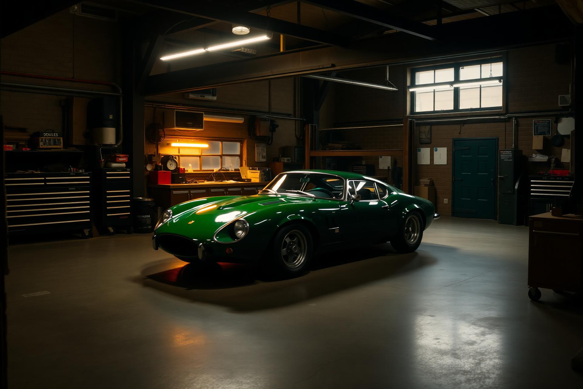 Car in a garage workshop