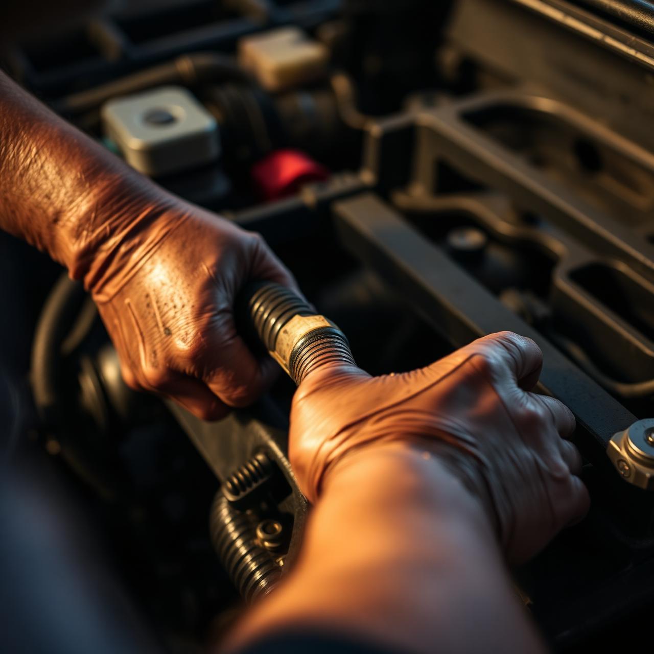 Mechanic working on an engine